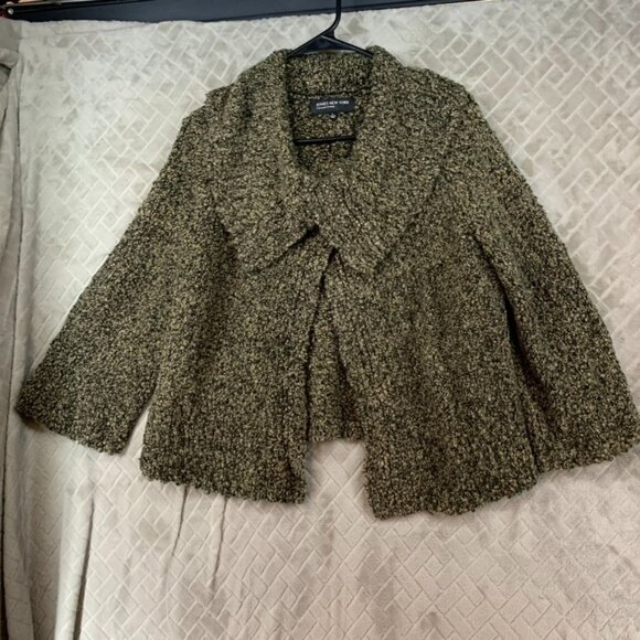 Jones New York Sweaters - Jones New York Womens L Cardigan Sweater Brown Wool Blend Shrug Collared